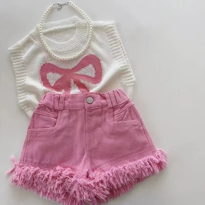 New Kids Short Sleeve Suit Striped Girls Boys Set Summer Tops +short Baby Clothes Children's Wear Kids Outfits 2024